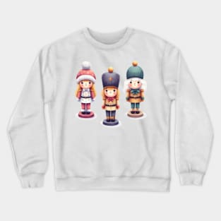 Neutral Christmas Nutcracker Dolls - Winter Coats Crewneck Sweatshirt